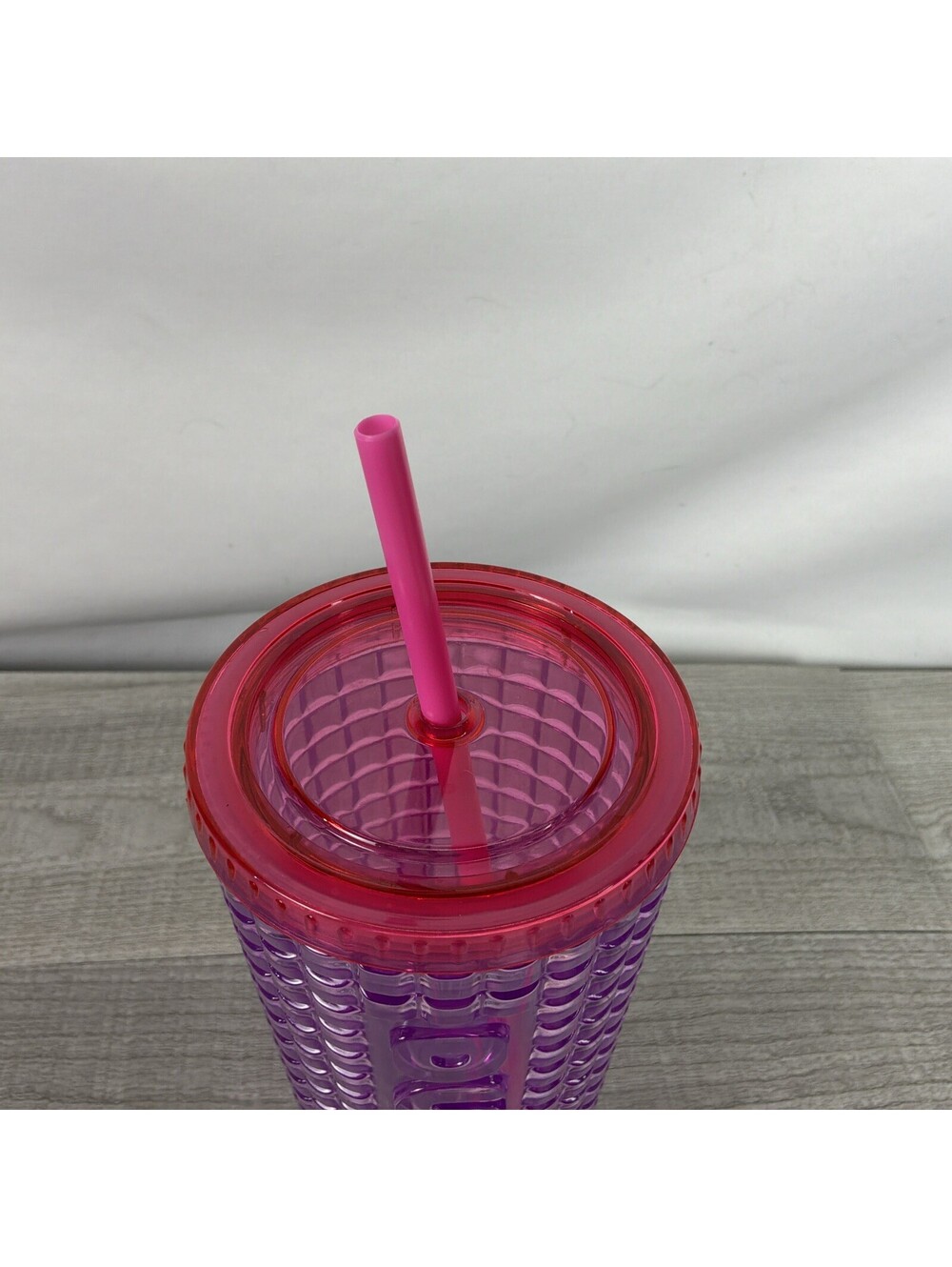 Dunkin' Pink Purple Grid Studded Acrylic Tumbler Cold Cup 24oz - Picture 6 of 9